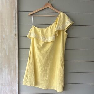 Sloane Ranger Yellow One-Shoulder Dress | Size Large